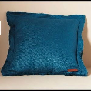 Anthropologie Luxe Linen Blend Pillow 18 x 18 Dark Turquoise NWT
